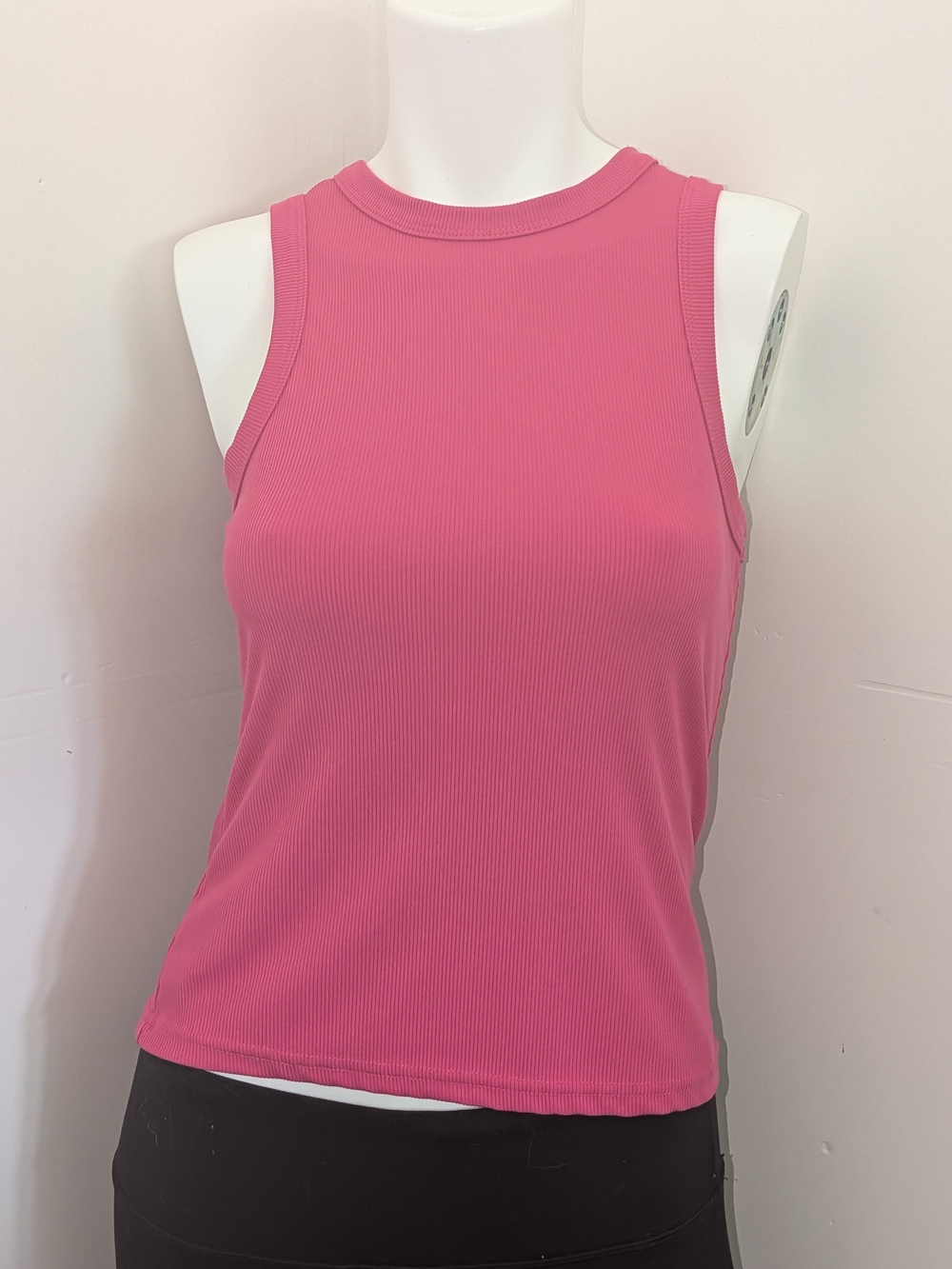 SHEIN Pink Ribbed Crewneck Tank Top